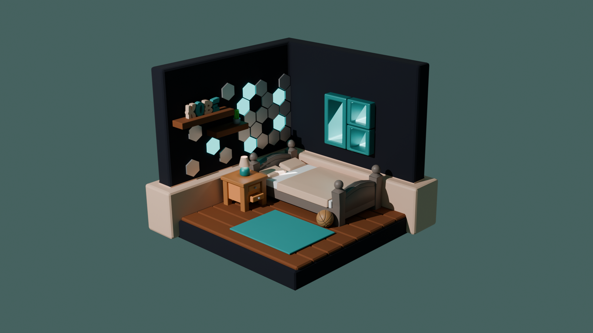 Chambre stylisée – Scène 3D - image 1